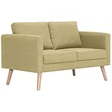 vidaXL Sofa 2-Sitzer mit Rückenkissen Sitzkissen Zweisitzer Polstersofa Loungesofa Lounge Stoffsofa Sitzmöbel Wohnzimmer Stoff Holzrahmen Grü