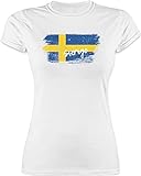 Fussball WM 2022 Fanartikel - Schweden Vintage - M - Weiß - schweden Tshirt - L191 - Tailliertes Tshirt für Damen und Frauen T-S