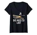 Damen Ja das muss so laut Posaune T-Shirt mit V