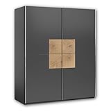 Stella Trading JOOS Schwebetürenschrank modern mit viel Stauraum - Vielseitiger Kleiderschrank in Graphit mit Hirnholz Absetzungen - 170 x 195 x 59 cm (B/H/T)