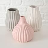 Bloominghome Vase 3er Set Keramik weiß/grau/rosa H11-13