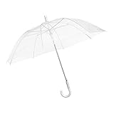 Durchsichtiger Regenschirm transparent, weißer Stockschirm Ø 100 cm; Eleganter Regenschirm in transparent - Das Fashion-Highlig