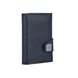 TRU VIRTU® Karten-Portemonnaie Click & Slide Nappa Black/Black I Kreditkartenetui I Kartenetui-RFID-NFC-Schutz I Geldbörse aus echtem italienischen Leder I Geldbeutel I Slim W