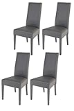 Tommychairs - 4er Set Moderne Stühle Luisa für Küche und Esszimmer, robuste Struktur aus lackiertem Buchenholz Farbe Dunkelgrau, gepolstert und mit dunkelgrauem Kunstleder bezog