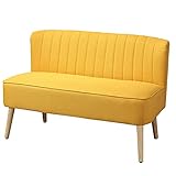 HOMCOM 2-Sitzer Stoffsofa Polstersofa Sitzmöbel Loungesofa Holz Schaumstoff Gelb 117 x 56,5 x 77