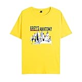 YLWXHU Grey's Anatomy Sweatshirt Unisex T-Shirt Slim Sports Kurzarm Gedruckt Pullover (Color : Gelb, Size : 3XL)