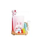 TrifyCore 500 Stück Entzückende Zahnpasta Zahnbürstenhalter Stand mit Cup und 3 Minuten Sandborduhr Saugfuß aus Holz Badezimmer Aufsatz- Halter für Kinder M