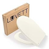 LUVETT WC-Sitz mit Absenkautomatik C100 oval universell, Toilettendeckel mit 3 Edelstahl Montagelösungen, Klodeckel abnehmbar, Farbe:Perg