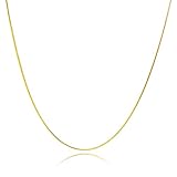 Nocciola 24 Karat echte vergoldete italienische Feste runde Schlangen-Ketten-Halskette | 1mm Gold Fischgrätenkette für Anhänger, Magic Flexible Brazilian Chain, Gold über Sterling Silber Halsk