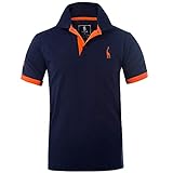 GLESTORE Poloshirt Herren, T Shirts Männer, Hemd Herren Kurzarm Giraffe Stickerei T-Shirt Sommer Slim Fit Golf Sports Marine XL
