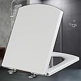 YISUPP Premium Toilettendeckel Eckig Absenkautomatik Toilettensitz mit Befestigung Quick Release Softclose klobrille Duroplast für Jede Toilette Geeignet,White-44~50 * 37