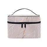 Kosmetiktasche mit Marmor-Muster in Schwarz und Weiß, Kosmetikkoffer mit Griff und Fächern zur Aufbewahrung von Kosmetik, für Reisen geeignet, ideal für Teenager, Mädchen und Damen Roségold 1