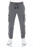 riverso Herren Sweathose RIVLars Trainingshose Cargo Jogger Jogginghose Sporthose Freizeithose Slim Einfarbig Baumwolle Grau 5XL, Größe:5XL, Farbe:Grey Melange Standard 2 (23300)