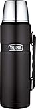 THERMOS Thermosflasche Edelstahl Stainless King, Edelstahl schwarz 1,2L, Isolierflasche mit Trinkbecher 4003.232.120 spülmaschinenfest, Thermoskanne hält 24 Stunden heiß, 24 Stunden kalt, BPA-F