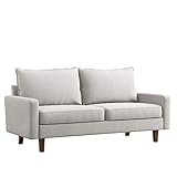 VASAGLE Bequemes Sofa Couch mit Massivholzrahmen und atmungsaktivem Leinenstoff, für Gästezimmer, Jugendzimmer und kleine Wohnung, 70,1 x 33,3 x 32,7 Zoll, Beig