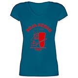 Sprüche Statement mit Spruch - Soja Kebab Logo Vegan Vegetarisch - XL - Türkis - XO1525 - XO1525 - Damen T-Shirt mit V