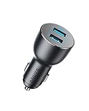 Anker PowerDrive III 2-Port 36W Alloy Autoladegerät, metallischer Kfz-Ladegerät Quick Charge 3.0 36W, kompatibel mit Galaxy S20/S20+/S10/S10e/S10+, iPhone 11/11 Pro/11 Pro Max/XR, iPad Pro,