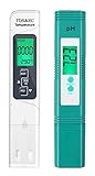 PH Messgerät Pool PH Wert TDS EC Messgerät und Temperatur 4 in 1 Set, PH Tester Pool Wasserqualitätstest Leitwertmessgerät mit LCD Display, Hohe Genauigkeit und Automatischer Kalibrierungsfunk