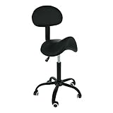 Goets - Ergonomischer Sattelhocker Stuhl Mit Rückenlehne - Höhenverstellbar - 360 Grad drehbar - Barbierhocker (Schwarz)