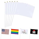 Sublimation Solide Blank Weiß Mini Flagge Klein Einfach Weiß DIY Flaggen auf Stick, Party Dekorationen für Paraden, Große Eröffnung, Kinder Geburtstag, Party Veranstaltung Feier (50 Stücke)