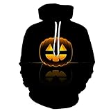 Pajiay Sweatshirt Herren Oversize 3D Halloween Drucken Hoodie Herren Langarm Hip Hop Mode Paare Pullover Frühling Herbst Komfortabel Kapuzenpullover Herren Mit Taschen C-LMS021 XL