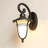 Retro Wandleuchte, Europäischer Wandleuchte europäischer Stil LED Gartenlichtkorridor Wandleuchte Balkon Terrasse Treppengang im Freien Wandleuchte wasserdichte Antirust Sconce Laterne (Farbe: Gold)