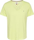 Tommy Jeans Damen TJW SLIM JERSEY V NECK T-Shirt, grün, S