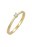 DIAMORE Ring Damen Verlobung Schlicht mit Diamant (0.10 ct.) aus 585 Gelbg