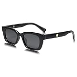 SOJOS Polarisierte Rechteckig Sonnenbrille Herren Damen UNITY SJ2134 mit Schwarzer Rahmen / Graue L