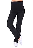 Mija - Klassische Komfortable Schwangerschaftshose Denim Umstandsjeans mit Bauchband 3014 (42, Schwarz)