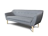 Sofa Scandi 3-Sitzer, Scandinavian Design, Couch 3-er, Couchgarnitur, Sofagarnitur, Holzfüße, Polstersofa - Wohnzimmer (Grau (Sawana 21))