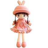 Herbests Weiche Stoffpuppe Babypuppe mit Haaren Schöne Puppe Plüsch Stofftier Püppchen Doll Spielzeug Weihnachten Gefüllte Plüschtier Puppen Kuschelpuppe Baby Kinder Mädchen Geschenkpuppe 50cm,R