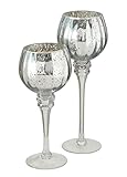 2er Set Kerzengläser Windlicht Deko Glas Silber Gläser Weihnachtsdeko Tischdek