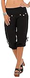 Damen Sommer 3 4 Capri Festival Strand Freizeithose Hosen Fashion Yogahose Aladinhose Bermuda Knielang Harem Stil Kurze Unifarbenhosen Pants Shorts (Color : Schwarz, Einheitsgröße : S)