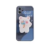 ZYQZYQ Koreanische süße Bär Folding Stand Telefon Fall für iPhone Stoßfestes Telefon Rückhüllungen (Color : 01, Material : for iPhone 11 pro)