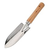 kerryshop Gartenschaufel Gartenschaufel mit Einstufungsmarke Garten-Spachtel-Werkzeug mit hölzernem Griff-Rundpunkt-Metall-Spaten zum Pflanzen von Transplantieren von Edelstahl Garden T