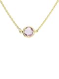 Halskette Mit Festem Anhänger Collier Gelbgold 333 Gold (8 Karat) Mit Edelstein Amethyst Rund 45cm Kette Damenkette Emmanuelle L-07947-G301-AME-AK10-F45