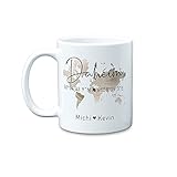 Daheim Koordinaten große personalisierte Kaffee-Tasse mit Namen als Geschenk-Idee zum Einzug als Einweihungsgeschenk zum Richtfest Hausbau Umzug (Bronze)