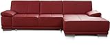 CAVADORE Schlafsofa Corianne in echtem Leder / Eckcouch mit Bettfunktion und beidseitiger Armteilverstellung / 282 x 80 x 162 / Echtleder,