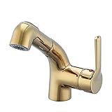 WECDS Waschtischarmatur Badezimmer Spüle Gold, Dual Mode Single Thermal Kupfer Küche Wasserhahn Waschbecken Wasserhahn mit herausziehbarem Sprü