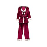 Damen Winter Pyjamas Bequemer Goldener Samt Dreiteiliger Pyjama Homewear ，Winter Pyj
