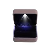 BLU-DAMOND Ring-Box aus edlem Samt | Designer Schmuck-Kästchen mit LED-Beleuchtung | zertifizierte Qualität | Etui für Verlobung Hochzeit Jubiläum (grau)