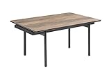 Meubletmoi Texas 09 Esstisch, ausziehbar, 160/240 cm, aus italienischer Keramik, Antikholz-Optik und 4 gerade Metallbeine, Schw