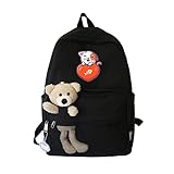 Rucksack Middle Student School Rucksack Tagesrucksack für Frauen/Männer Cute Cartoon Kitten-Black