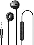 In-Ear-Kopfhörer mit Mikrofon, kabelgebundene Ohrhörer, hohe Auflösung, geräuschisolierend, leicht, mit Lautstärkeregler, 3,5 mm Klinkenstecker, Schw