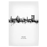 artboxONE Poster 30x20 cm Städte Mainz Germany Skyline BW hochwertiger Design Kunstdruck - Bild Mainz City Cityscap