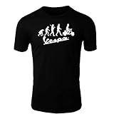 Vespa Evolution T-Shirt Logo Clipart Herren CAR Auto Tee TOP Black White Short Sleeves (XL, Black)