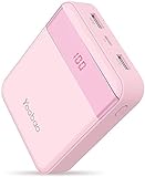Yoobao Powerbank 10000mAh, Kompatibel mit Allen Smartphones & Tablets z. B. iPhone, Galaxy S21, S21+, Android, Dual Input Ladeport, LED Digital Display, Pink