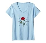 Damen Ästhetisches E-Girl E-Boy Goth Rose Soft Grunge Sad Babe T-Shirt mit V