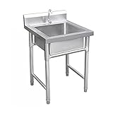 LTINN Freistehende Outdoor-Küche Einzel- / Doppelspüle, Kommerzielle Schrankspüle, Bewegliches Edelstahl-Spülbecken für Bars, Restaurants,